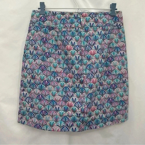 Talbots Women’s Geometric Skirt 4 Pink Blue Pencil Back Zipper Pockets Unlined - Picture 3 of 10